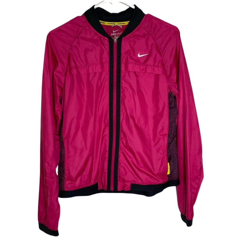 4/$25 Nike Livestrong Jacket Windbreaker Running Full Zip Magenta Womens Size M